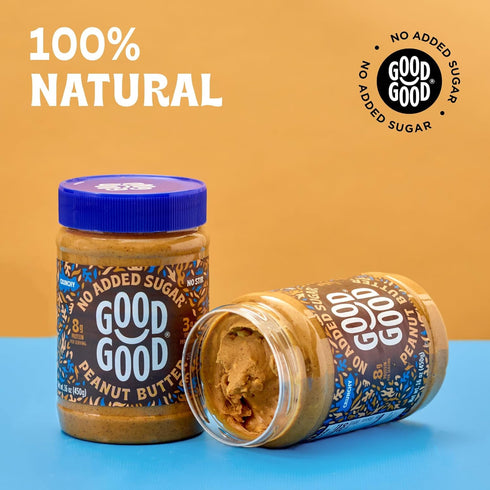 16 oz 450g (Pack 1) GOOD GOOD Crunchy Peanut Butter Keto Friendly - Low Carb & No Added Sugars - Vegan - No