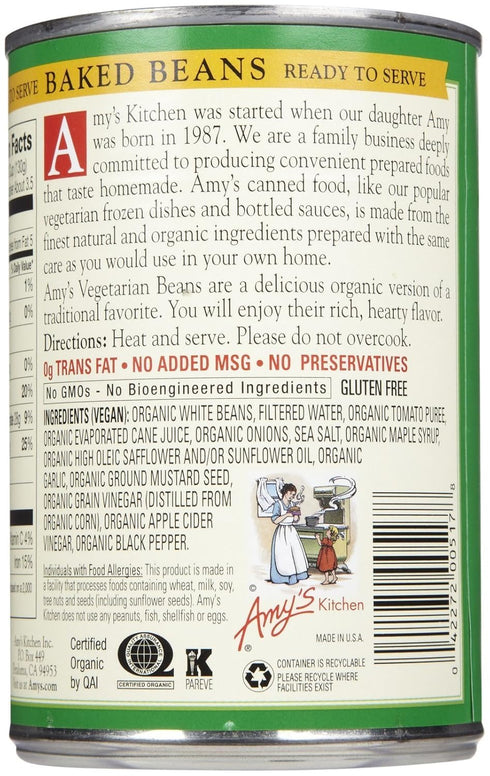 15 Amys, Beans Baked Vegetarian Organic, Ounce