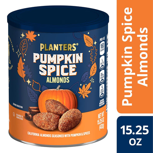 15.25 oz PLANTERS Fall Edition Pumpkin Spice Almonds, Pumpkin Spice Snacks, Cooking & Baking Nuts & Seeds, Flavored