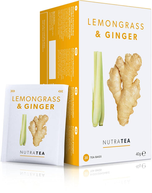 Nutra Tea - Lemongrass & Ginger Tea, 20 Tea Bags, Herbal Tea