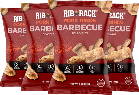 Rib Rack Pork Rinds, Barbecue - 4 x 4 oz