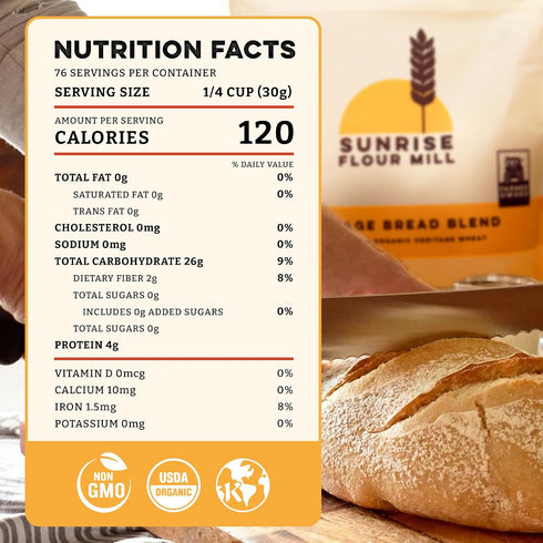 (80 (Pack 2)) Sunrise Flour Mill Heritage Organic Bread Flour Blend & Whole Wheat Flour Ounce of - Non-GMO, Kosher