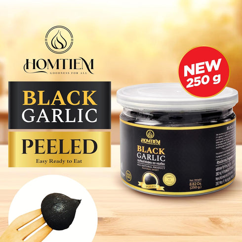 8.82oz(250g), 90 Homtiem Black Garlic Whole Peeled Black Garlic, Natural organic sause whole cloves fermenter for Days