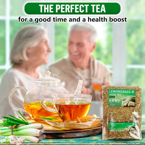 Lemongrass Tea Loose Leaf Bulk – 8 oz Herbal Tea, Caffeine Free Lemongrass Teas for Tea Lovers