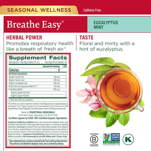 Pack, 96 (6 Pack) Traditional Medicinals Tea Organic Seasonal Care Variety Throat Coat, Echinacea, Breathe Easy