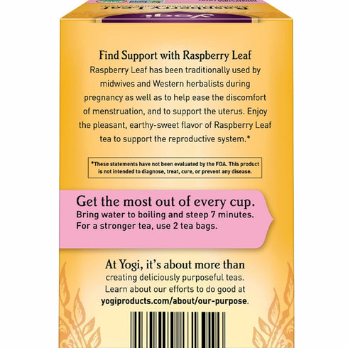 16 Pack (4 Packs) Yogi Tea Raspberry Leaf Tea - Bags per - Caffeine-Free, Organic Raspberry Leaf - Aids Discomfort