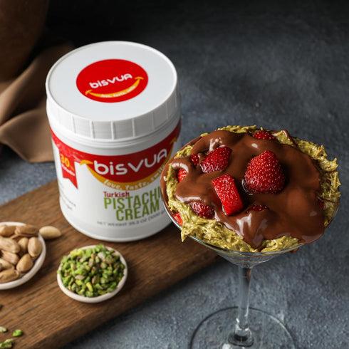 30%, 35.3 Oz (1 BISVUA Premium Pistachio Cream kg) Natural Pistachio Butter Spread Bulk | Dubai Chocolate Bar, Knafeh