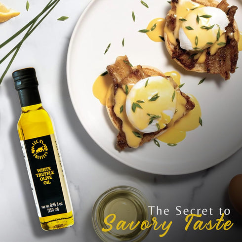 8.45 oz (250 ml) Luca's Truffles White Truffle Oil Infused - Premium Italian Extra Virgin Olive Oil - Non-GMO