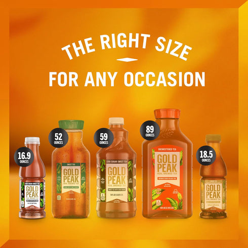 16.9 oz, 6 Pack Gold Peak Iced Tea, Zero Sugar Sweet Tea Bottles, fl