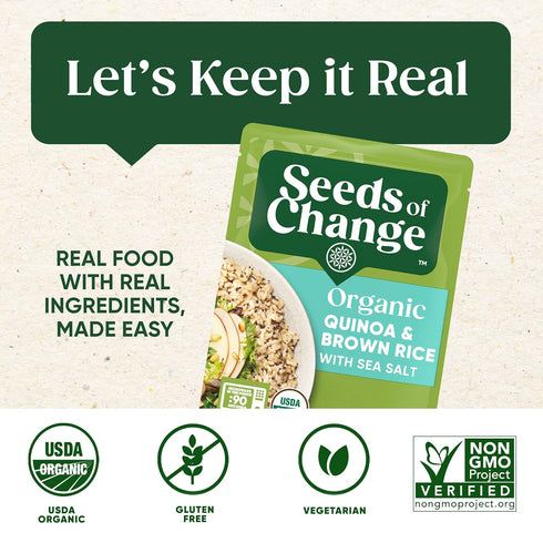 8.5 oz (Pack 3) SEEDS OF CHANGE Organic Quinoa & Brown Rice with Sea Salt, Organic Food, Pouch