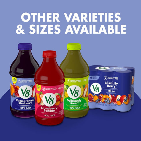 V8 100% 8 oz (6 Pack) Blissfully Berry Fruit and Vegetable Juice, fl Can
