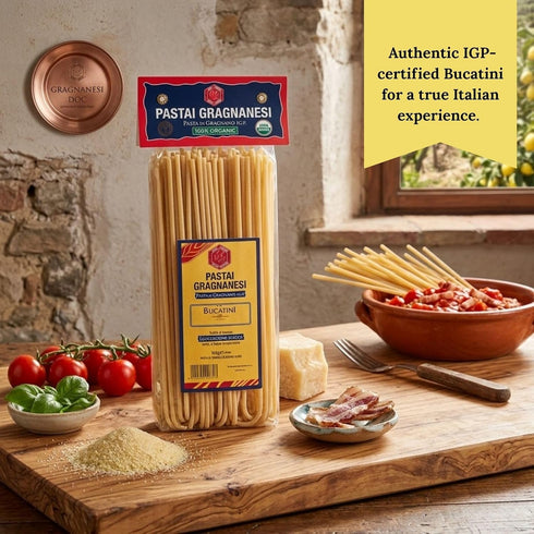Pastai Gragnanesi 17.6 oz (500g) Pack 4 Bucatini Pasta from Italy Organic Gragnano IGP, Authentic Italian Dry Pasta