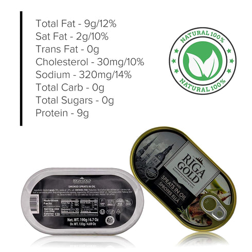 190gr (pack 6) RIGA GOLD Shproti, Sprats in Oil
