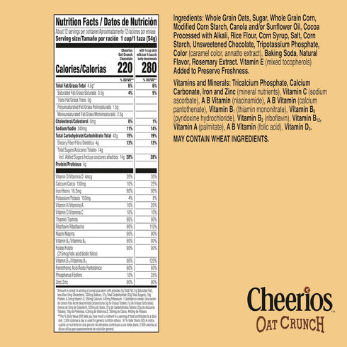 24 oz Cheerios Oat Crunch Chocolate Breakfast Cereal, Made with Whole Grain, Family Size