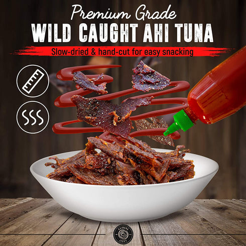 2 3's, (2 (Pack 1), Kaimana Ahi Tuna Jerky Sriracha Ounce - Paleo Style - Premium Fish Jerky Made in the USA. High