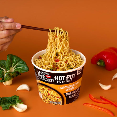 4.8 (Pack 6) Top Ramen Hot Pot Fusions Thai Coconut Curry Chicken, Ounce