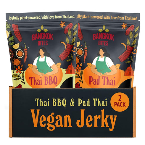 Bangkok Bites Vegan Jerky Variety Pack (Thai BBQ + Pad Thai), Real