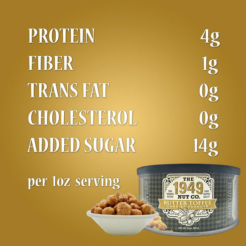 The 1949 Nut Co. 20 oz., Butter Toffee Candied Virginia Style Peanuts | Oil Roasted Fried with a Unique Crispy Crunch