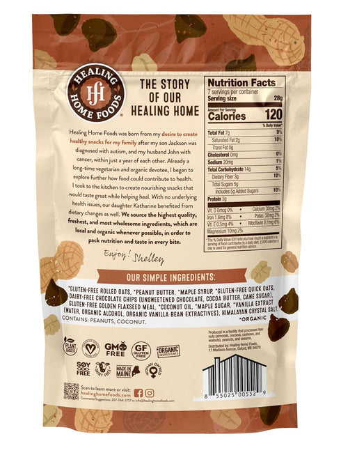 Healing Home Foods 7oz (1Pack) P-Nutty Chip, Gluten Free Granola Mix with Peanut Butter & Chocolate Chips - Low Sugar