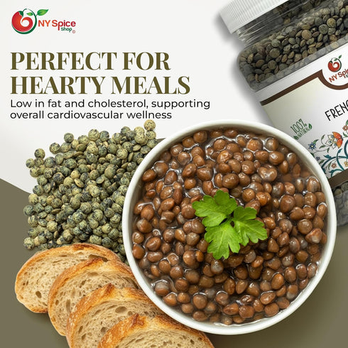 1.5 NY SPICE SHOP French Lentils Pounds French Green Lentils Dry Lentil Beans - Protein & Fiber Rich - Great for Stews