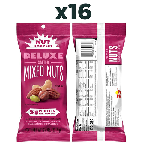 2.25 (Pack 16) Nut Harvest, Deluxe Mixed Nuts, Ounce