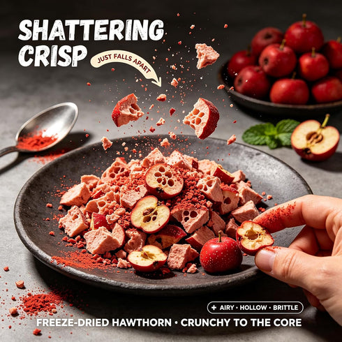 WGENGWU 6.35 oz (180 Organic hawthorn berries, freeze-dried hawthorn pieces, crispy dried fruit snacks, crispy