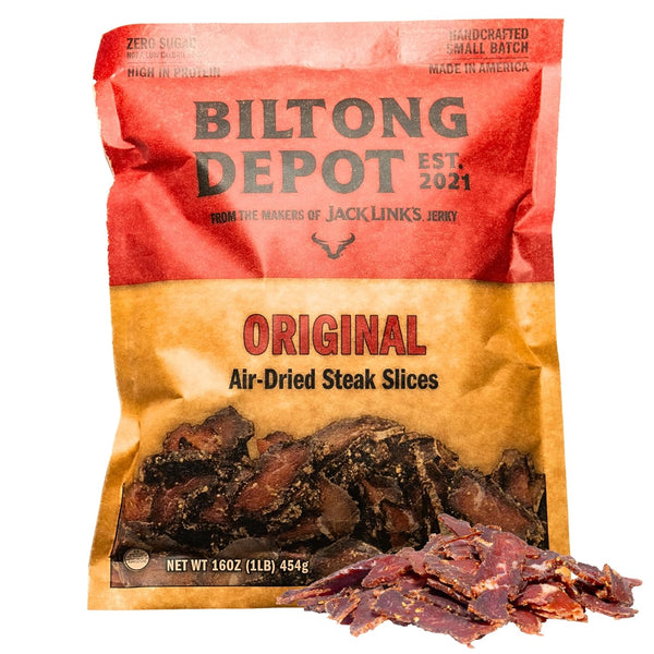 Biltong Depot Lean Original Biltong Slices - 1lb (16oz) | Air-Dried Beef