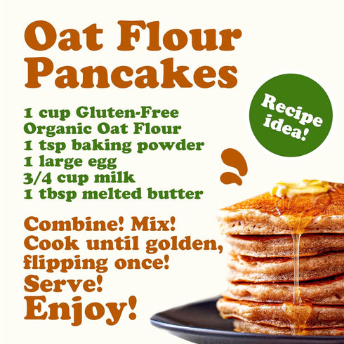 4 Food to Live Gluten-Free Organic Oat Flour, Pounds - Stone Ground from Whole Grain Oat Berries, Great for Baking