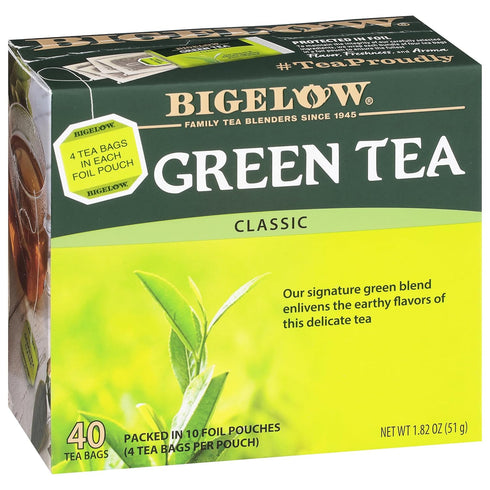 Bigelow Classic Green Tea Bags, 40-Count Boxes (Pack of 6), Caffeinated Green