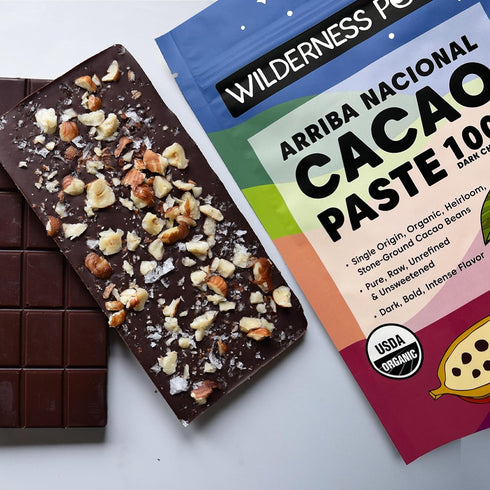 100% (8 227g) Wilderness Poets Organic Cacao Paste - Made from Stone Ground, Raw Cacao Beans Ounce