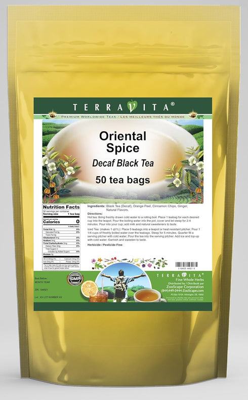 Terravita Oriental Spice Decaf Black Tea (50 tea bags, ZIN: 544921)