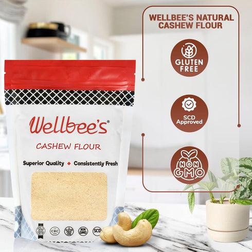 Wellbee's (1 LB.) Cashew Flour - Gluten Free Nut Flour - Finely Ground Powder For Baking - Non GMO - No Additives - SCD