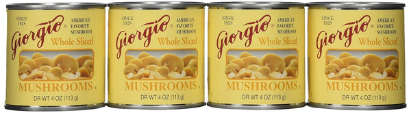 Giorgio whole sliced Mushrooms, 4 Ounce (Pack of 12)