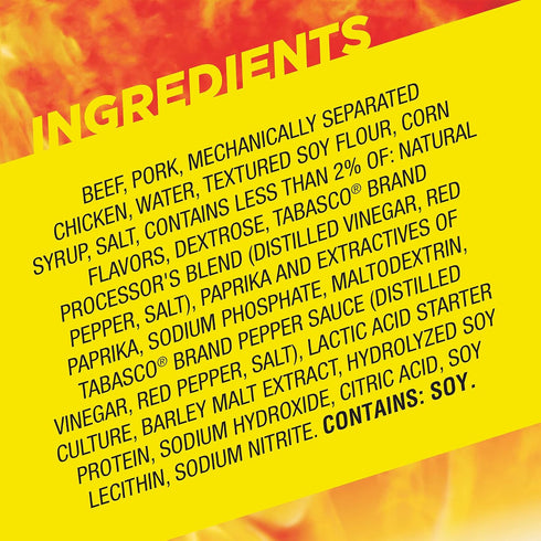1.94 oz. (18 Count) Slim Jim Monster Smoked Meat Sticks, Tabasco Flavor, High Protein