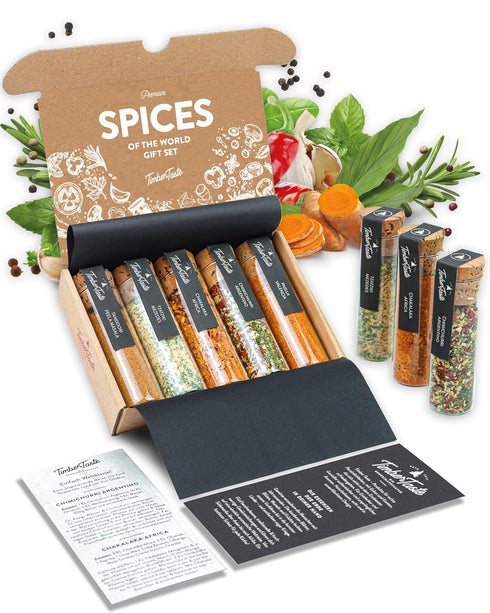 TIMBER TASTE World Spice Gift Set for Women - 5 Exotic Gourmet