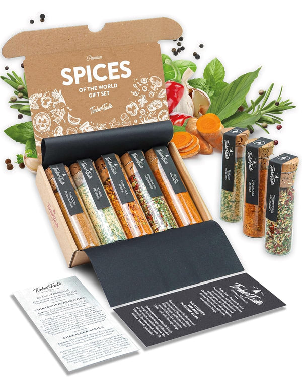 TIMBER TASTE World Spice Gift Set for Women - 5 Exotic Gourmet