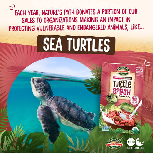 EnviroKidz 10 oz (Pack 1), Organic Turtle Splash Cereal, of Strawberry & Chocolate, Gluten Free, Non-GMO, Fair Trade