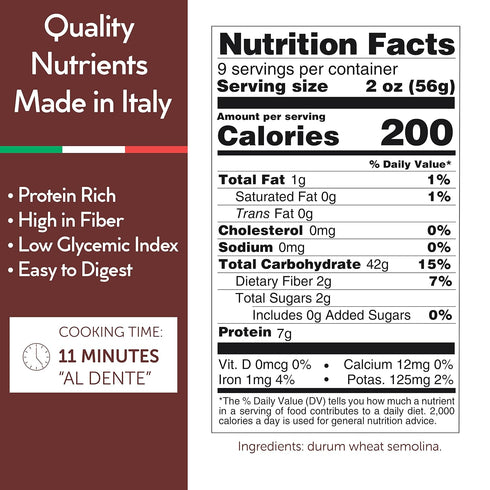 17.64oz 500g (2 Pack) Gusta Penne Rigate Pasta - Premium Italian Pasta from Italy - Durum Wheat Semolina Organic "Al