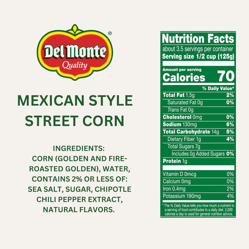 14.75 oz. (Pack 12) Del Monte Mexican Street Corn, Can
