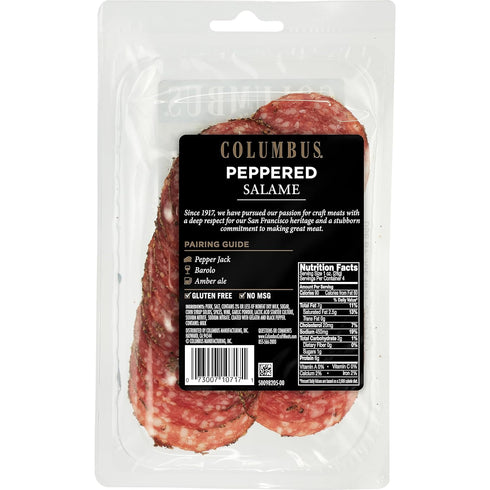 4 oz COLUMBUS Salami Sliced and Peppered, Italian, Authentic Flavor For Charcuterie Boards, Sandwiches, and Lunch Meat