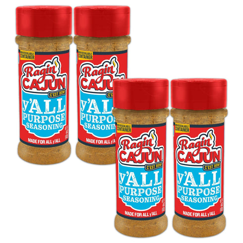 Ragin' Cajun y'ALL PURPOSE Seasoning - 4 oz Shaker, Pack of 4