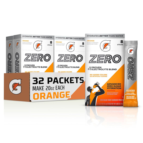 Gatorade G Zero Powder Packets, Orange (Pack of 32)