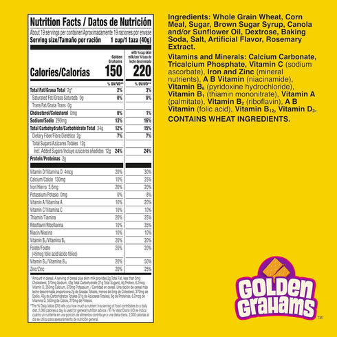 27.6 oz Golden Grahams Breakfast Cereal, Graham Cracker Taste, Made with Whole Grain, Giant Size