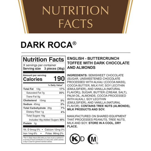 Pack 2 10oz Almond Roca of Canisters - Individually Wrapped Dark Chocolate Candy - Buttercrunch Toffee with Almonds