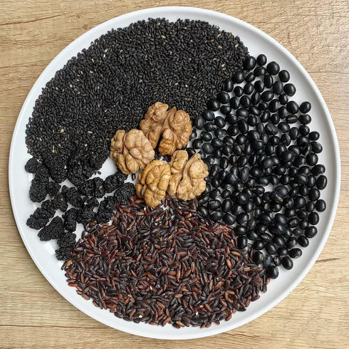 SXRFYFCL mulberry 17.64ounces, 1 (500 Black sesame walnut powder, grain Congee, black sesame walnut soup, instant soup
