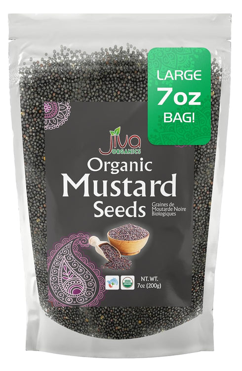Jiva Organics Organic Black Mustard Seeds, 7oz, Non-GMO, Gluten Free