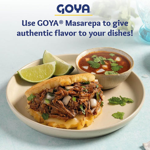 Pack 2 (35.2 oz Goya Pre-Cooked White Corn Meal for Cooking, of Bags) Authentic Masa Harina for Arepas, Empanadas