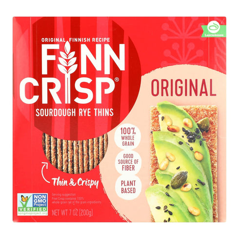 Finn Crisp Sourdough Rye Thins, Original Crispbread, 7 Ounce Boxes (Pack of