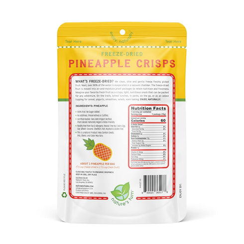 12 (0.53 oz Natures Turn Freeze-Dried Pineapple Crisps Healthy, Gluten-Free, Crispy & Delicious, Plant-Based Snack