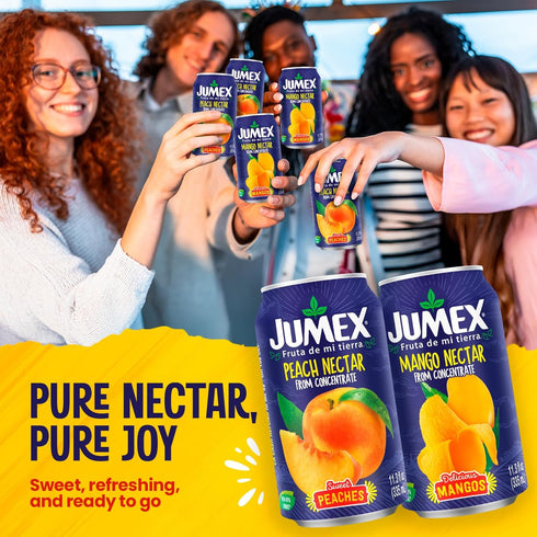 11.3oz, 12 Pack Jumex Mango Nectar Juice & Peach Nectar - Made with Fresh Fruit Puree - Tropical Fruit Juice